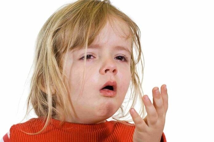 A child with a parasite coughs